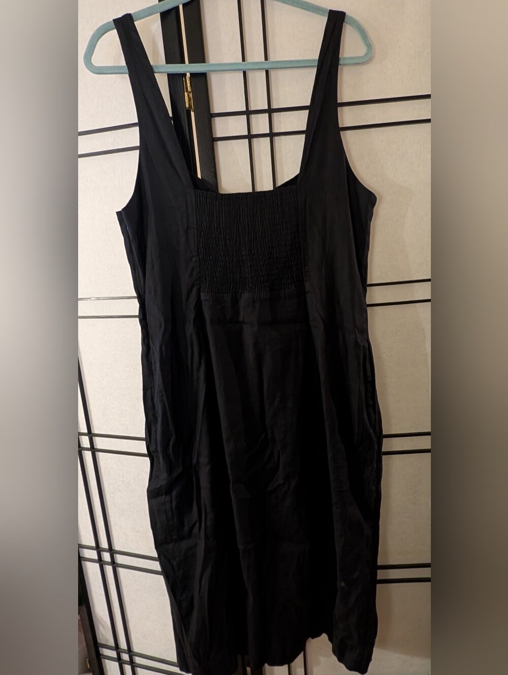 Anthropologie Black Midi Dress with Asymmetric Side Buttons - Picture 4 of 5
